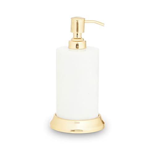 Premier Housewares White Marble Lotion Dispenser/Durable Marble/Suitable For Everyday Use/Manual Soap Dispenser/Cool White Hand Soap Dispenser/Dimensions are W10 x D10 x H14cm