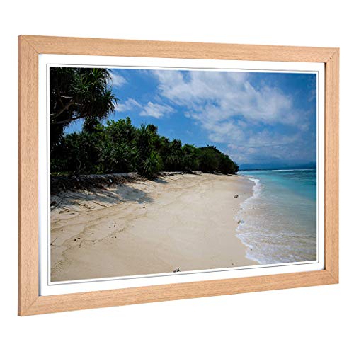 Big Box Art Framed Print of Landscape Beach Forest Island Design - Wall Art Picture - Home Decor for Kitchen, Living, Dining Room, Bedroom, Hallway, Office, Oak, A2 / 24.5x18 Inch / 62x45cm