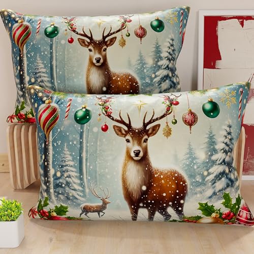PETTI Italian Artisans - Pair of 40x70 cm Microfiber Cushion Covers, Christmas Pillow Cases, Christmas Decor Cushions for Bedroom, Sofa, Living Room, Set of 2 Cushion Covers, Xmas Pillow Case 4