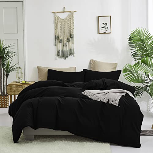 Cottonight Black Comforter Set King Men Women All Black Bedding Set Blanket Quilts Solid Fuzzy Modern Gothic Cozy Dark Color Comforter Set for King Bed Women Men