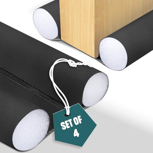VOUNOT® 4 Pack Double Sided Draught Excluder 96cm, Under Door Draft Stopper with Foam Seal Door Gap Blocker, Energy Saving Reduces Noise, Light and Pest, Black