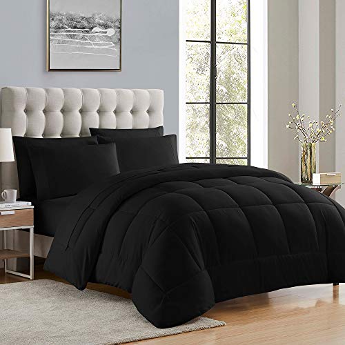 My Sweet Home Luxurious Plush Loft Microfiber Fill Duvet Insert Bedding, Black, Queen