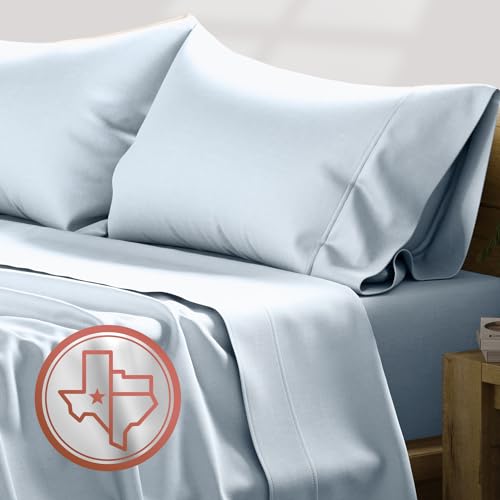 Texas Linen Co. LUXURY EGYPTIAN COTTON 600 THREAD COUNT SHEET SET 4 PIECE DEEP FITTED SHEET & FLAT SHEET SOFT COOLING SATEEN WEAVE