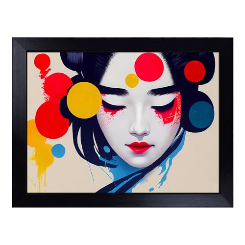 Lap Tray with Bean Bag Cushion, Creative Geisha - Handmade in the UK, Raised Wooden Edge, Padded Cushion, Heat-Resistant Wipe-Clean Surface, for Meals, Laptops and Crafts