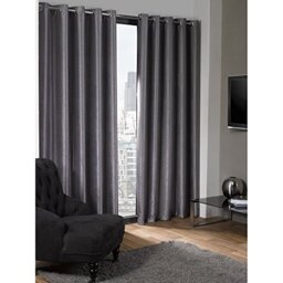 "Emma Barclay Logan - Textured Woven Blackout Eyelet Curtains in Silver - Width 66 x Drop 54"" (168 x 137cm)"