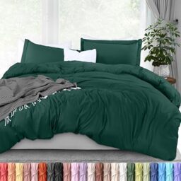 Utopia Bedding Duvet Cover King Size - 3 Piece with Zipper Closure - 1 Comforter Cover 104X90 Inches & 2 Pillow Shams 20X36 Inches (Emerald) Comforter Not Included