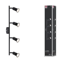 Paulmann Carolina 66758 Spotlight 4-Bulb Max. 4 x 10 Watt Ceiling Light Black Matt Metal GU10 Ceiling Spotlight Without Bulb