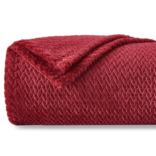"NEWCOSPLAY Super Soft Throw Blanket Premium Silky Flannel Fleece Leaves Pattern Lightweight Blanket All Season Use (888-red, Throw(50""x60""))"
