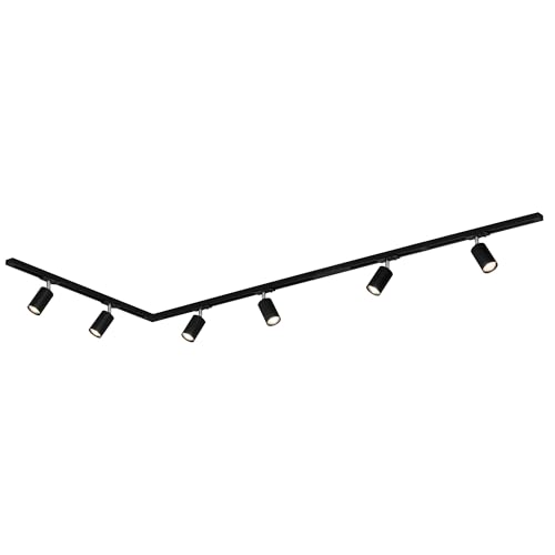 Briloner - Rail Rail System Complete Set, 6X GU10 Adjustable spotlights, L-Shape, Ceiling Light Rail System, Spotlight Rail, Ceiling lamp, Spotlight, 2.25 m, Black