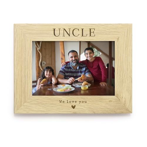Uncle We Love You Photo Frame 4x6, Engraved Wooden Picture Frame for Uncle, Fathers Day Gift from Niece, Nephew, Uncle Birthday Gift, Keepsake Frame (Portrait)