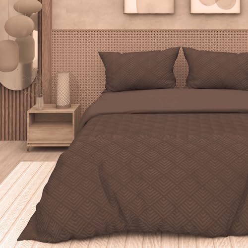 Intemporel Soleil d'Ocre Gaia 3D Microfibre Duvet Cover Set 260 x 240 cm Brown