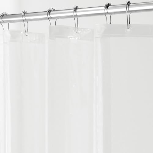 iDesign Waterproof Shower Curtain, Long Shower Curtain Made of Mould-Free PEVA, Stylish and Water Repellent Shower Liner for Bathroom, Clear, 180 x 200 cm