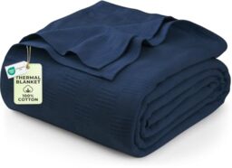 Utopia Bedding Cotton King Blanket - Navy - 108 x 90 Inches - 350 GSM Soft Breathable Blanket
