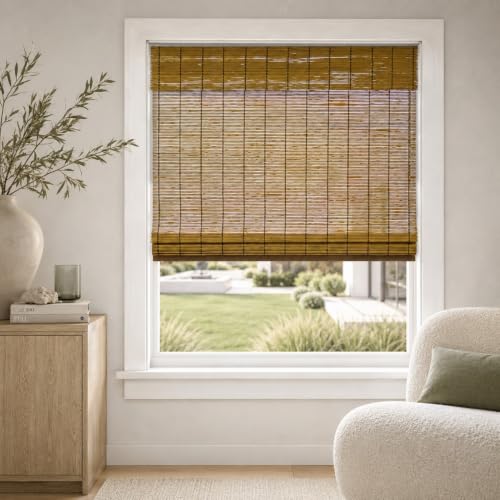 "CHICOLOGY Bamboo Roman Shades - Smart Choice Eco-Friendly Light Filtering Blinds for Windows, Premium Quality, Ideal for Home, Fox, 31""W X 64""H"