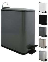Spirella Erik Cosmetic Bin, 5 Litres, Stainless Steel with Soft-Close Mechanism and Inner Bucket, Bathroom Bin, Soft Close Waste Bin, Anthracite, Plastic, Grey Mat, 5 Litres