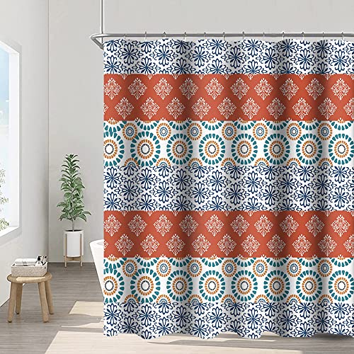 Umpoo Mandala Bohemian Shower Curtains Boho Indian Style Medallion Damask Print Design Modern Bathroom Decor Waterproof Polyester Fabric 65x72 Inch Shower Curtains Sets with Hooks