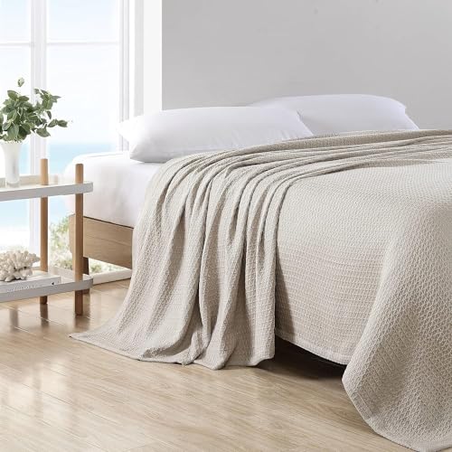 Nautica Cotton Medium-Weight Bedding, Home Decor for All Seasons Blanket, Queen, Baird Beige
