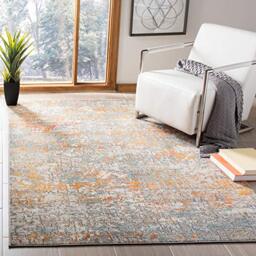 SAFAVIEH Contemporary Rug for Living Room, Dining Room, Bedroom - Madison Collection, Short Pile, in Grey and Orange, 183 X 274 cm