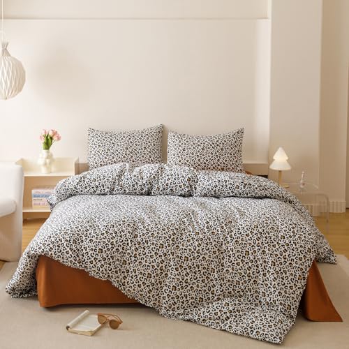 Houseri Leopard Comforter Set Queen Black Cheetah Print Bedding Sets Quilt Stylish and Bold Animal Print Bed Blanket Queen Size
