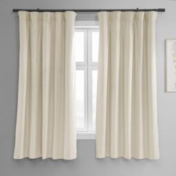 HPD Half Price Drapes Signature Velvet Thermal Blackout Curtains for Living Room 63 Inch Long (1 Panel) Rod Pocket Insulated Blackout Curtains for Bedroom Window Curtains, 50W x 63L, Porcelain White
