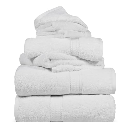 Superior 900 Gram 100% Premium Long-Staple Combed Cotton 6-Piece Towel Set, White