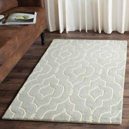 Safavieh Contemporary Indoor Hand Tufted Rectangle Area Rug, Chatham Collection, CHT736, in Grey / Ivory, 91 X 152 cm for Living Room, Bedroom or Any Indoor Space