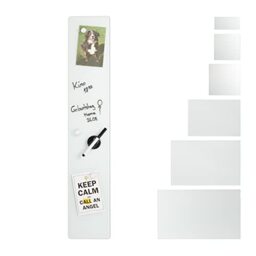 Relaxdays Glass Magnetic Dry Erase Memo Board 15 x 80 cm, Writable, 3 Magnets, Safety Glass Magnet Board, White