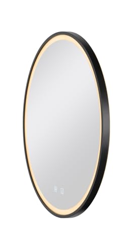 SLV TRUKKO 60 Interior Lighting, Mirror for Bathroom, Bathroom Mirror, Bathroom Mirror, Hallway, 3000/4000/6500K, 730lm, Dimmable Switch, Diameter 60 cm, Chrome, Black Edge