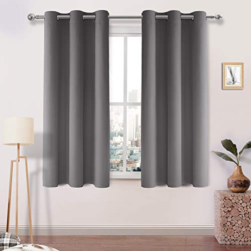 DWCN Grey Blackout Curtains 54 Inches Long, Room Darkening Thermal Insulated Window Drapes for Bedroom Living Room - W42 x L54 Inch Length, 2 Panels