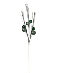 Sage Green Glitter Bauble Christmas Spray – 72 cm Decorative Pick for Wreaths & Garlands