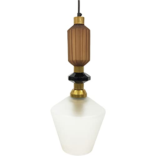 Saville Designs Alena E27 60W Buttermilk and Frosted Glass Ceiling Pendant, 51 cm Length x 21.5 cm Width x 21.5 cm Height, Brown