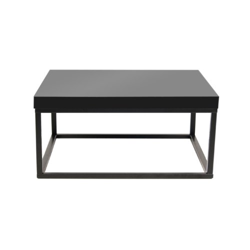 TemaHome Honeycomb Panel Plus Metal Prairie Square Coffee Table with High Gloss Black Plus Black Lacquered Feet, 75 x 75 x 35 cm, Black