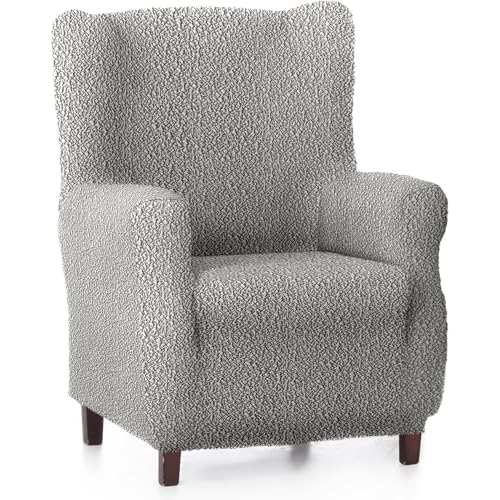 ECOMMERC3 - Bi-elastic Adjustable Breathable and Resistant Earmuff Armchair Cover - Light Grey Earmuff Armchair Cover with Supportive Foams and Rubber Bands