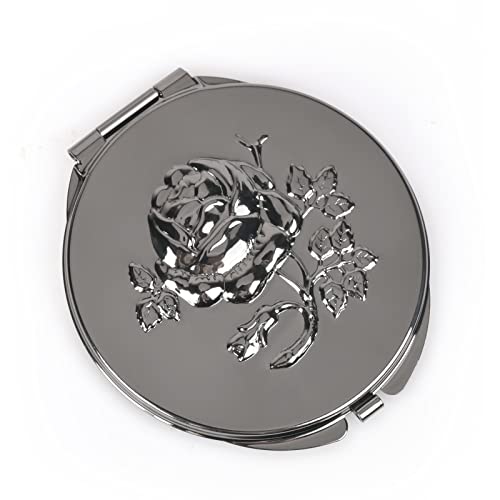 Goshentech Retro Metal Compact Mirror Travel Portable Mirror 1x/2x Magnification Compact &Portable Foldable???Gun Black