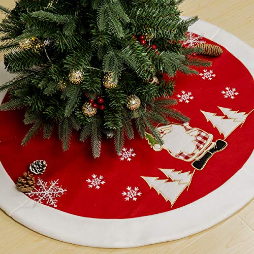 "GIGALUMI Christmas Tree Skirt 35""/90cm Santa Claus Velvet Tree Mat Tree Base Cover Christmas Decoration Ornaments Xmas Party Decor"