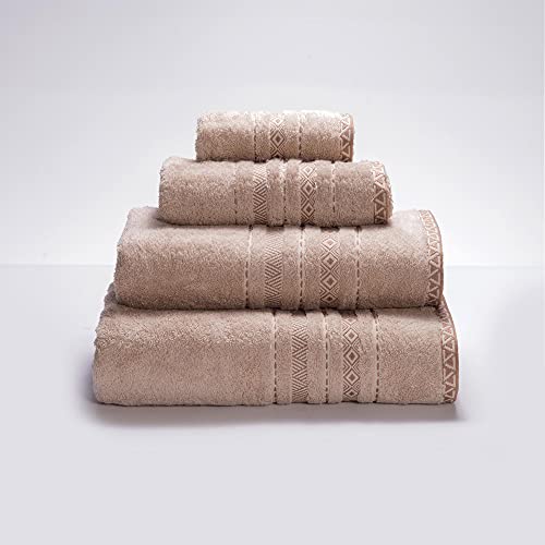 Sancarlos LOGNA Bath Towel, 100% Cotton, Tan, Size 100 x 150 cm