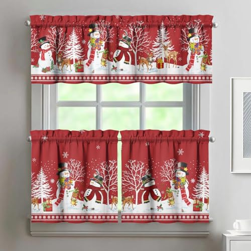 qwpmvhsak Christmas Kitchen Curtains 3 Piece Set