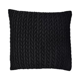 Laurence Llewelyn-Bowen Amory Cushion – Black Plaited Velvet Design, 43x43cm – Filled Decorative Crochet-Style Cushion with Piped Edge – Luxury Statement Home Décor