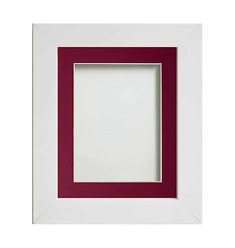 Frame Company Watson White Picture Photo Frame fitted with Perspex, 12x10 inch with Plum Mount for image size 9x7 inch