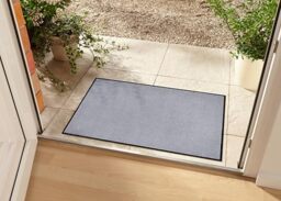Hanse Home Washable Indoor and Outdoor Doormat Plain Door Mat Dirt Trapper Mat Dirt Trapper Mat Entrance Rug Non-Slip Sizes 80 x 120 cm Silver Grey