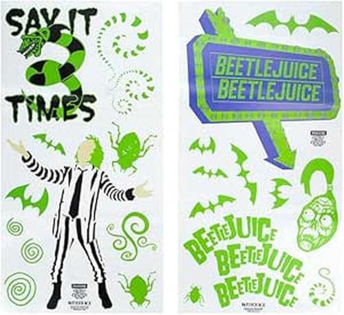 Beetlejuice Wall Decals - Officially Licensed Merchandise, 50 Stickers inc 20 Glow in the Dark Stickers, Retro Spooky Home Decor for Horror Fans, Gothic Bedroom Decor - Paladone