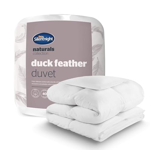 Silentnight Duck Feather Duvet - 10.5 Tog All Season Bed Quilt - Filled with Soft White Natural Duck Feathers for Superior Comfort - Down-Proof Cotton Cover - Breathable & Machine Washable, Super King