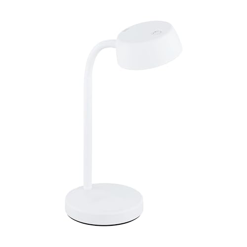 Eglo Cabales LED Table Lamp, 1 Bulb, Modern Table Lamp, Bedside Lamp Made of Plastic, Living Room Lamp in White, Lamp with Rocker Switch, Warm White