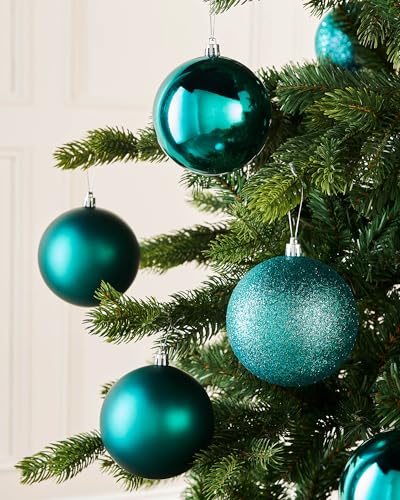 Teal Shatterproof Baubles, 9 Pack, 10 cm