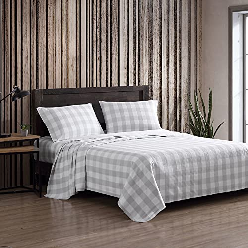 Eddie Bauer - Flannel Collection Cotton Bedding Sheet Set, Pre-Shrunk & Brushed for Extra Softness, Comfort, and Cozy Feel, Twin, Lakehouse Plaid