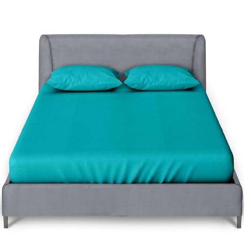 GC GAVENO CAVAILIA Percale King Size Fitted Sheets - Elasticated Corners Plain Dyed Bedding Bed Sheet Cozy Non Iron Polycotton King Size Sheets Fitted - Teal