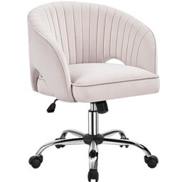 Yaheetech Velvet Vanity Chair Swivel Dressing Table Chair with Tufted Back