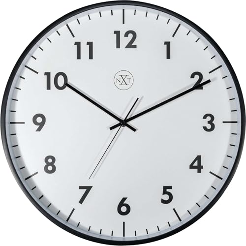 NeXtime Wall Clocks, Metal, Plastic, Black, Diameter 40 cm