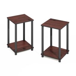 Furinno TURN-N-TUBE Set of 2, Book Shelf, Stackable Bookshelf, Bookcase with Easy Assembly, 34 x 34 x 50.8 cm, for Living Room, Bedroom, Home Office, Dark Cherry/Black