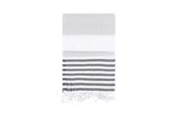 Fouta Beach Towel, 100% Cotton, 100 x 180 cm - Absorbent, Soft and Washable - Stylish Black and White Design for Beach and Spa